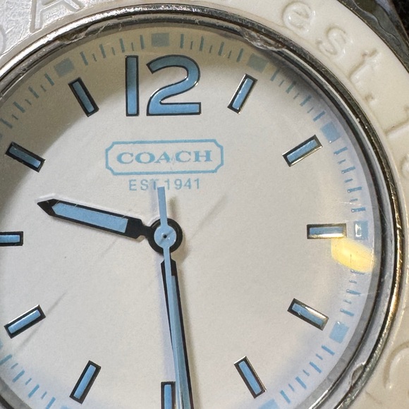 Coach Stainless Steel White w/Blue Accents Watch - Picture 9 of 9